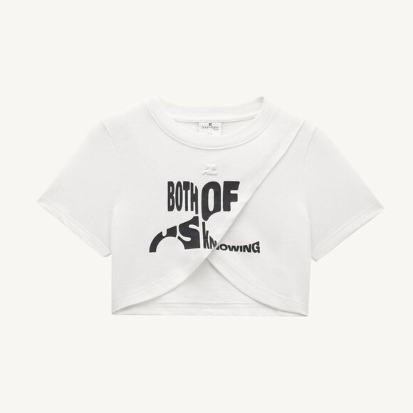 COURRÈGES Both Of Us-print Cropped T-shirt In White - XS - Picture 1 of 4